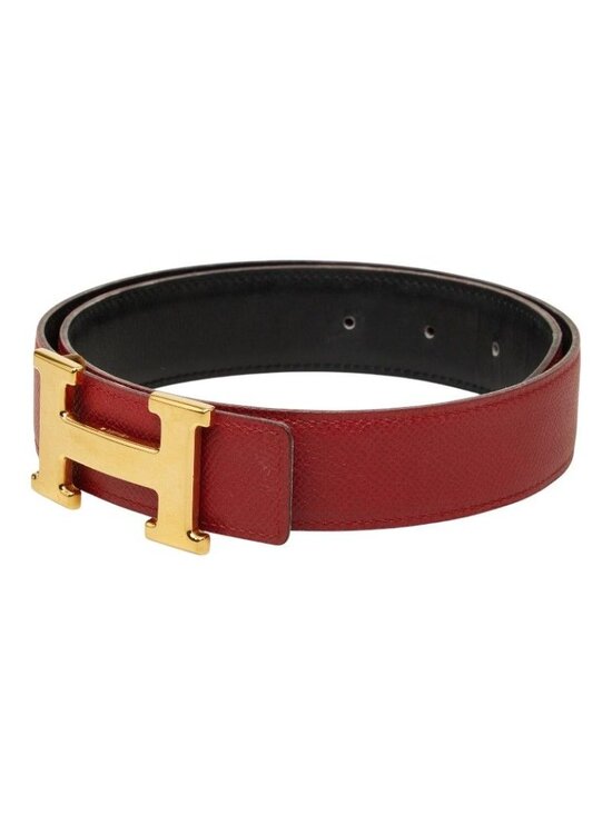 Hermes Constance Belt Buckle Reversible Vintage 65 Red Black Gold Leather main image 3